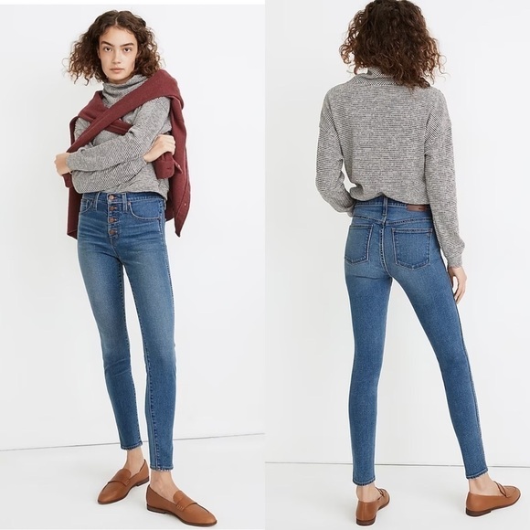 MADEWELL Sz 25T High-Rise Skinny Jeans in Dewitt Wash: Button-Front TENCEL - Picture 1 of 6